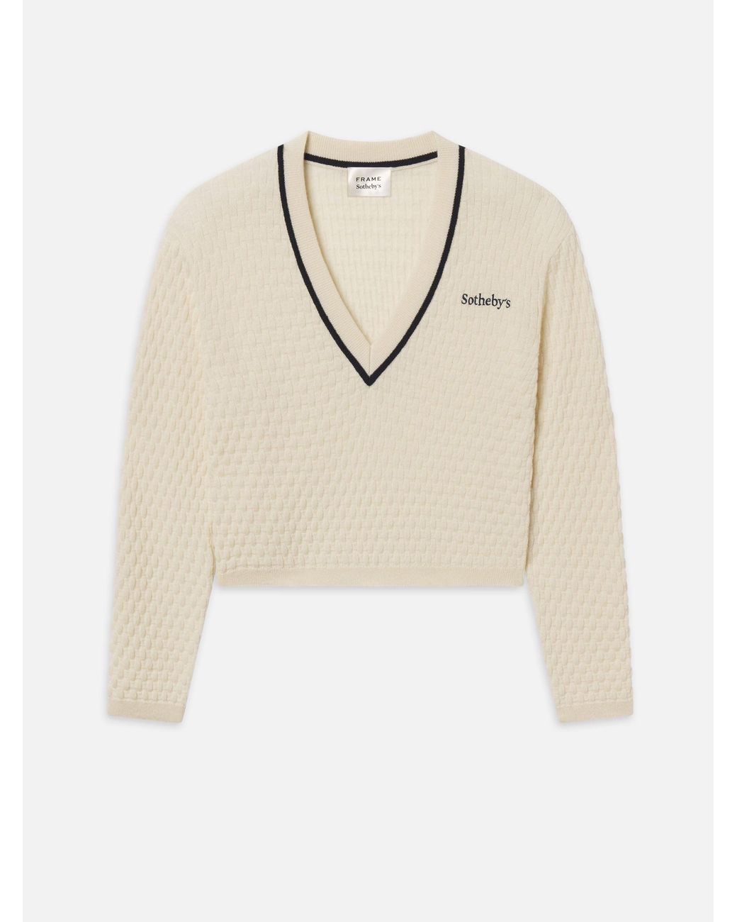 FRAME Natural Sotheby's V-neck Sweater