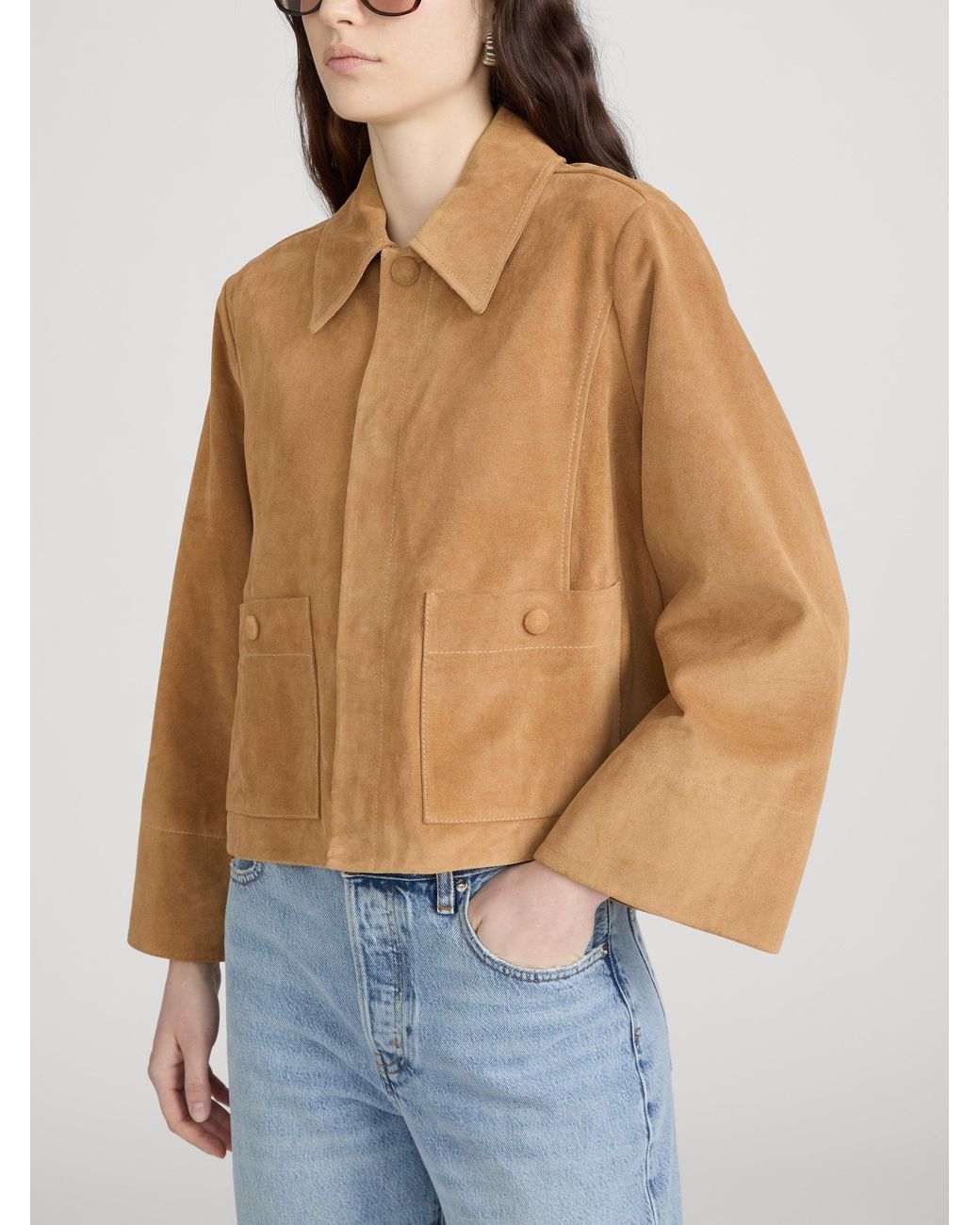FRAME Natural The Mini Suede Swing Jacket