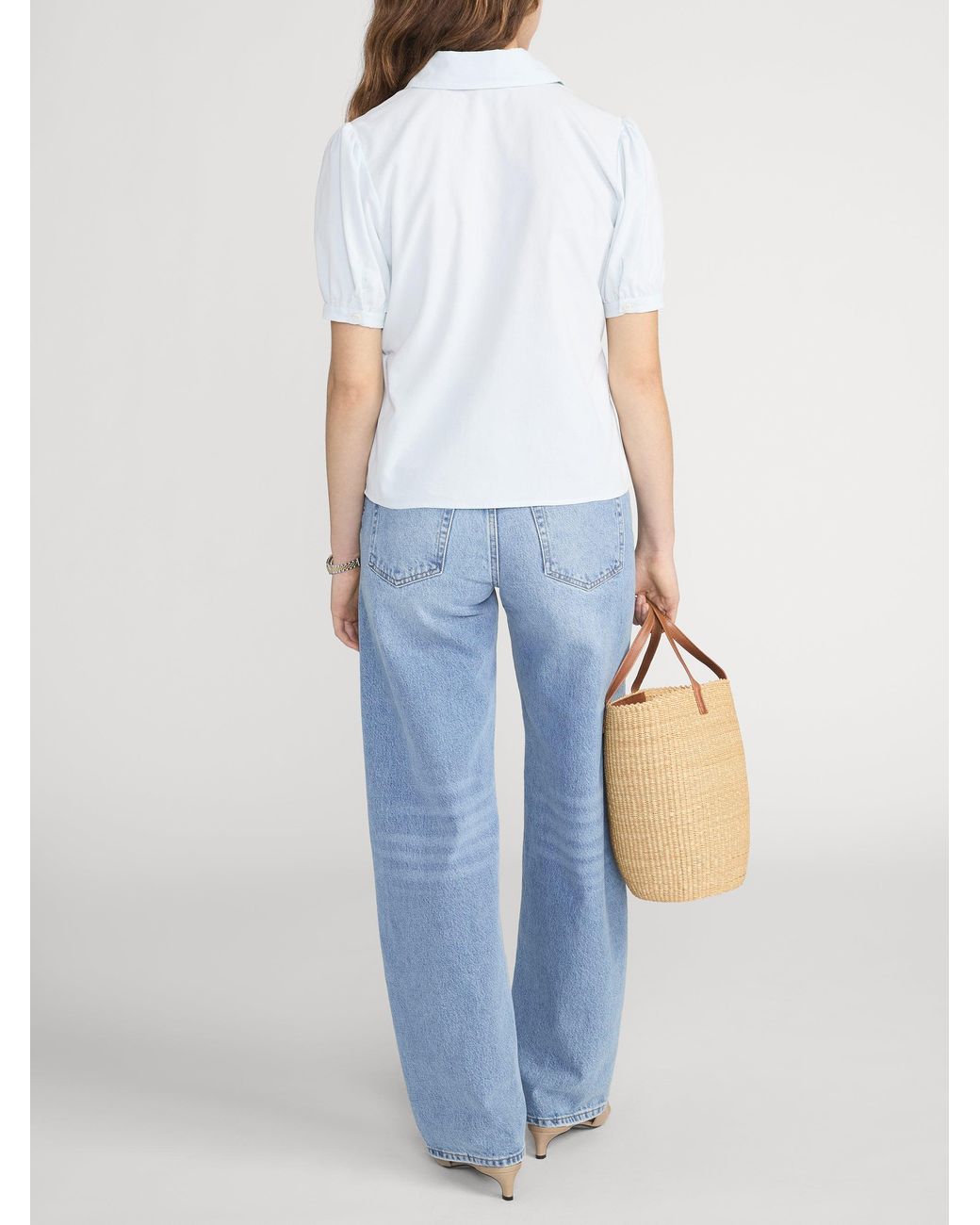 FRAME Blue The Cord Staple Blouse