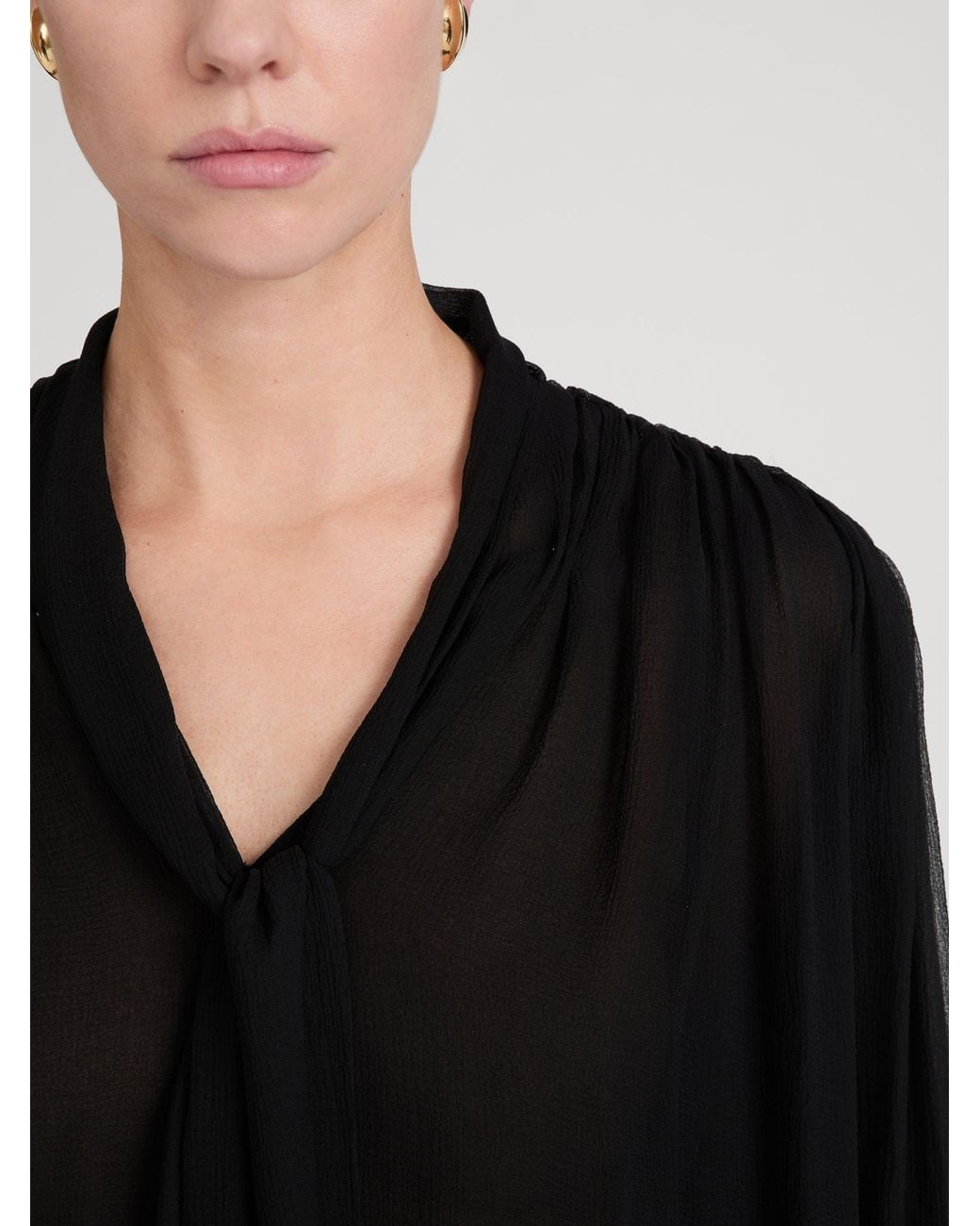 FRAME Black The Belle Tie Blouse
