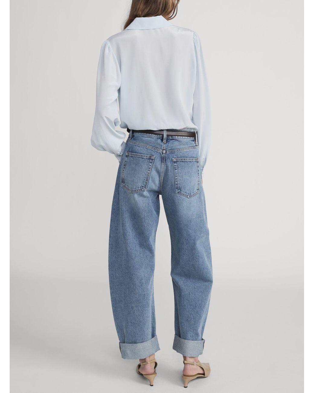 FRAME Blue The Silk Staple Blouse