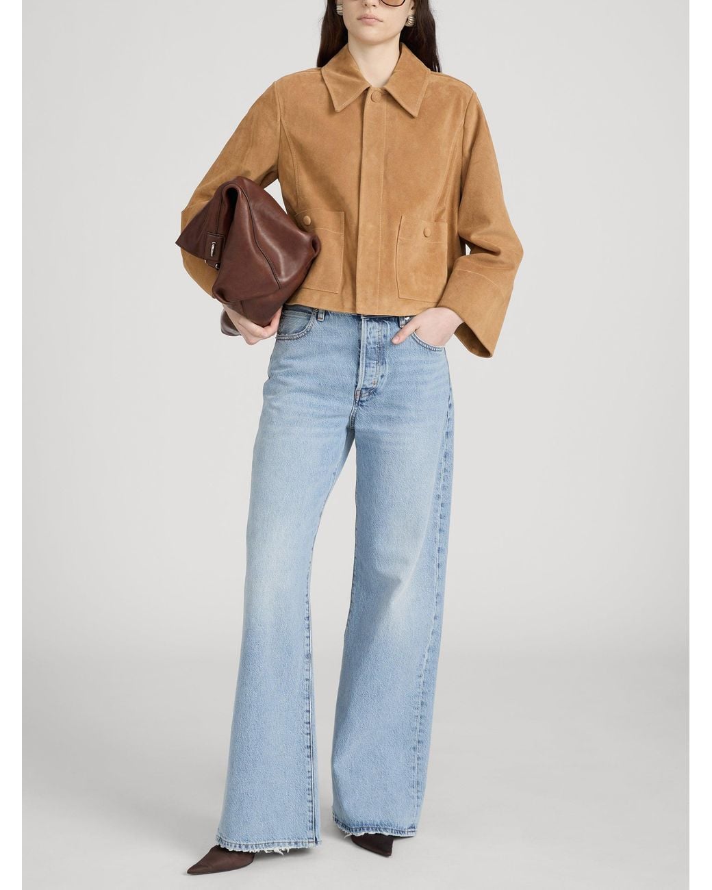 FRAME Natural The Mini Suede Swing Jacket