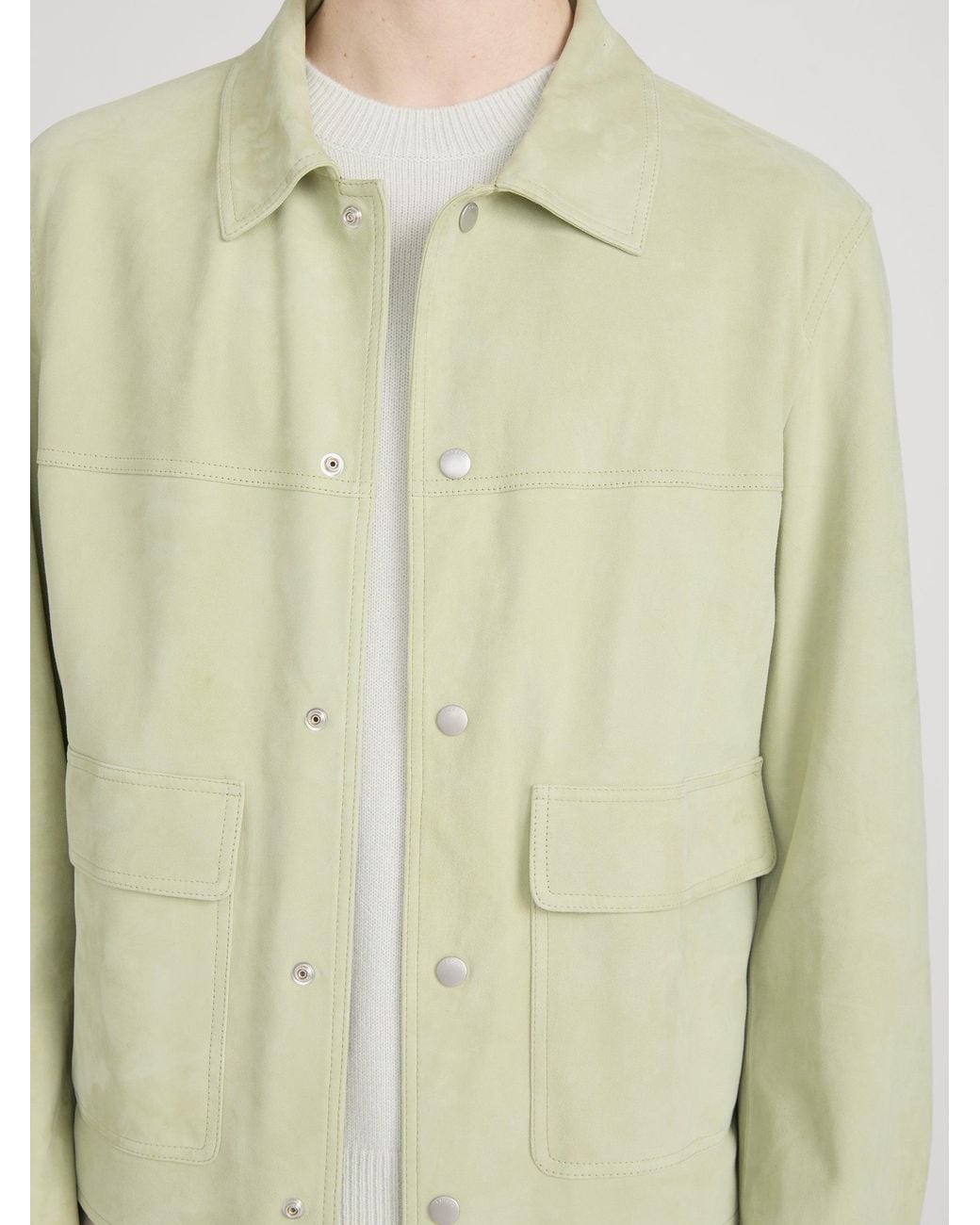 FRAME Green Suede Trucker Jacket for men