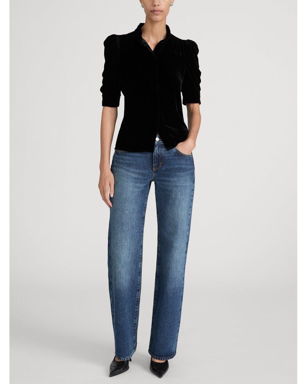 FRAME Black The Velvet Gillian Top