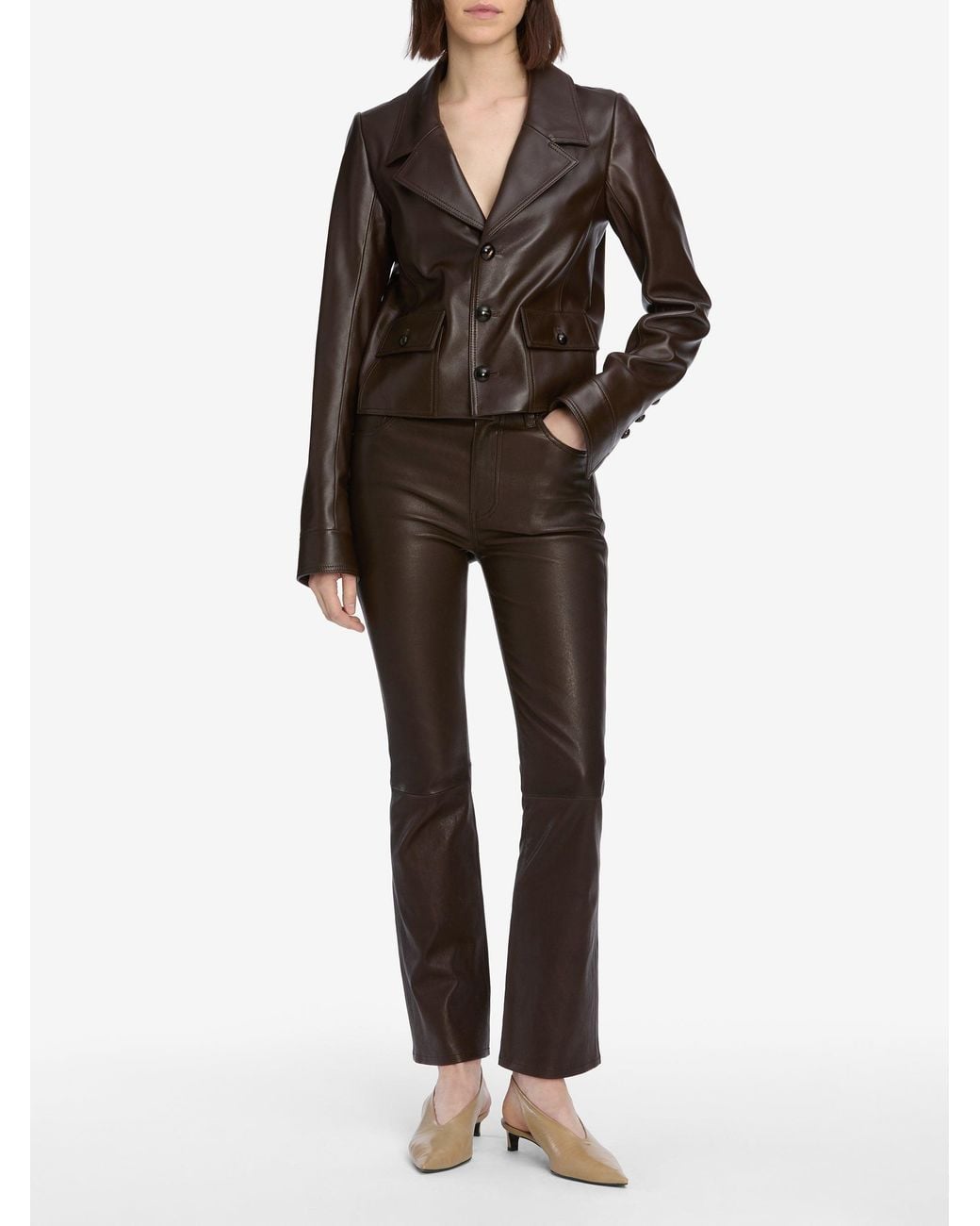 FRAME Black The Leather Reboot Crop