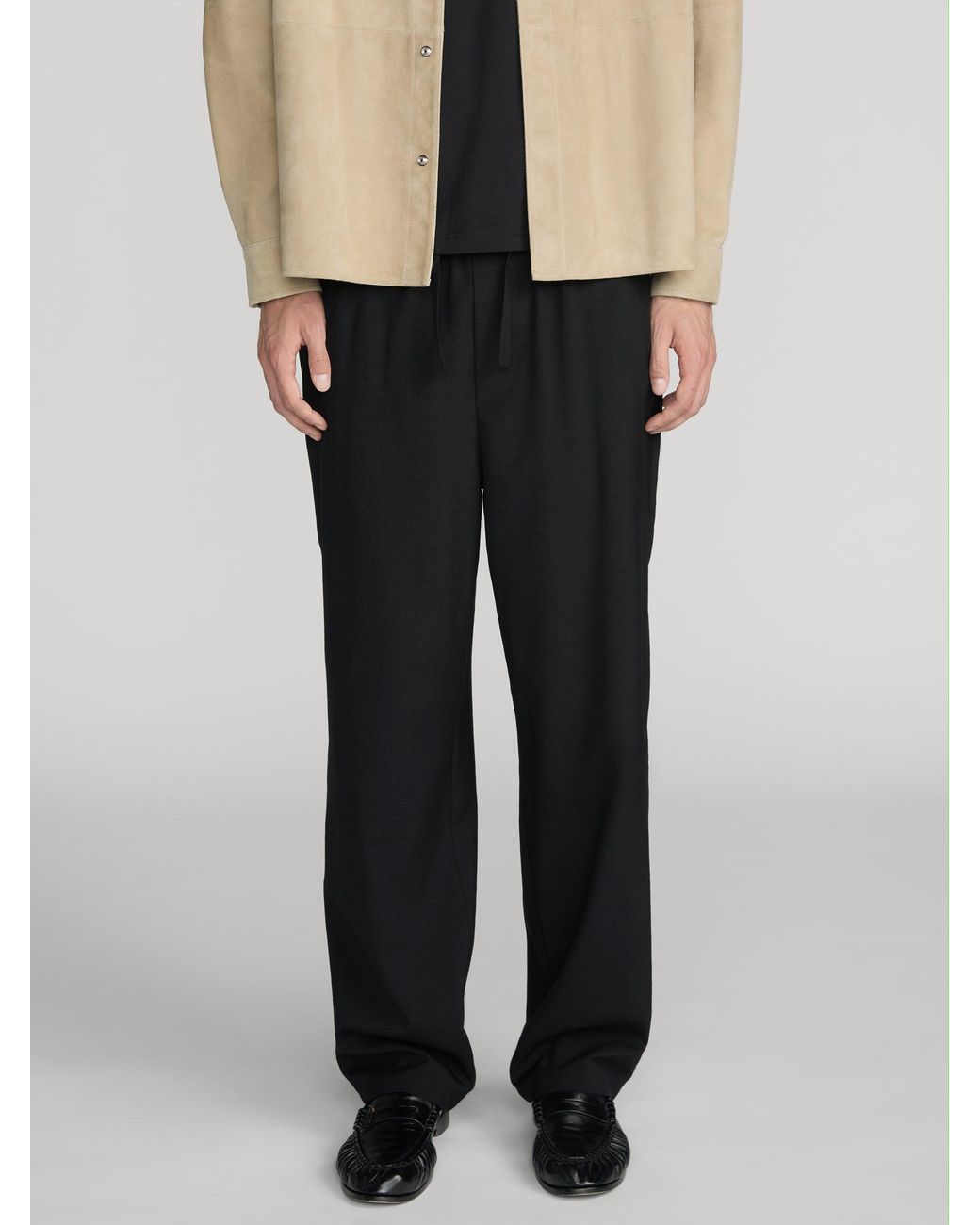 FRAME Black Wool Easy Trousers for men