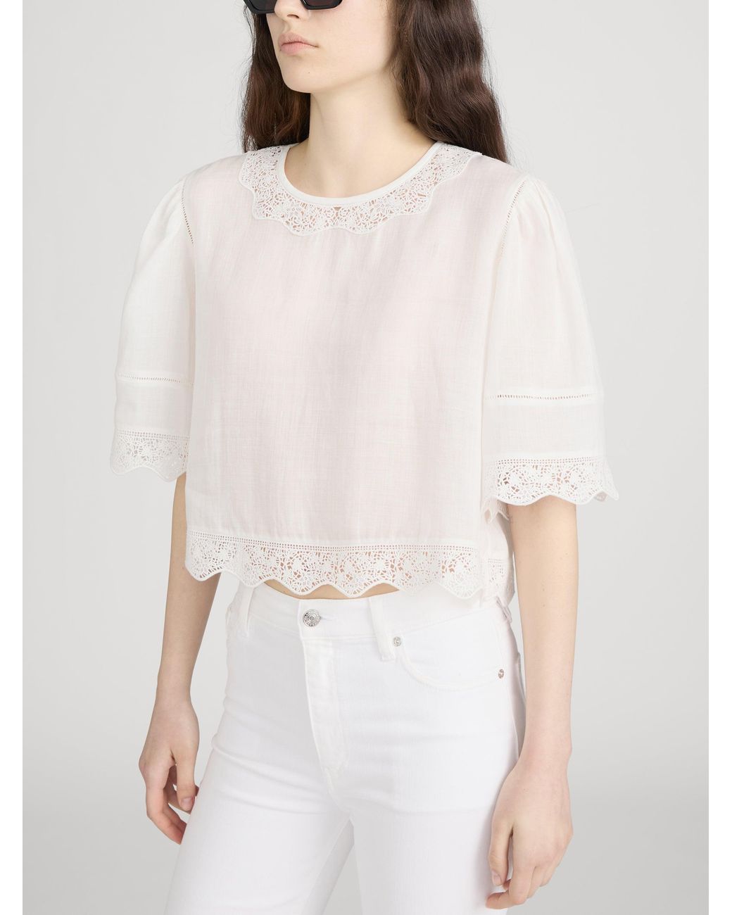 FRAME White The Embroidered Top