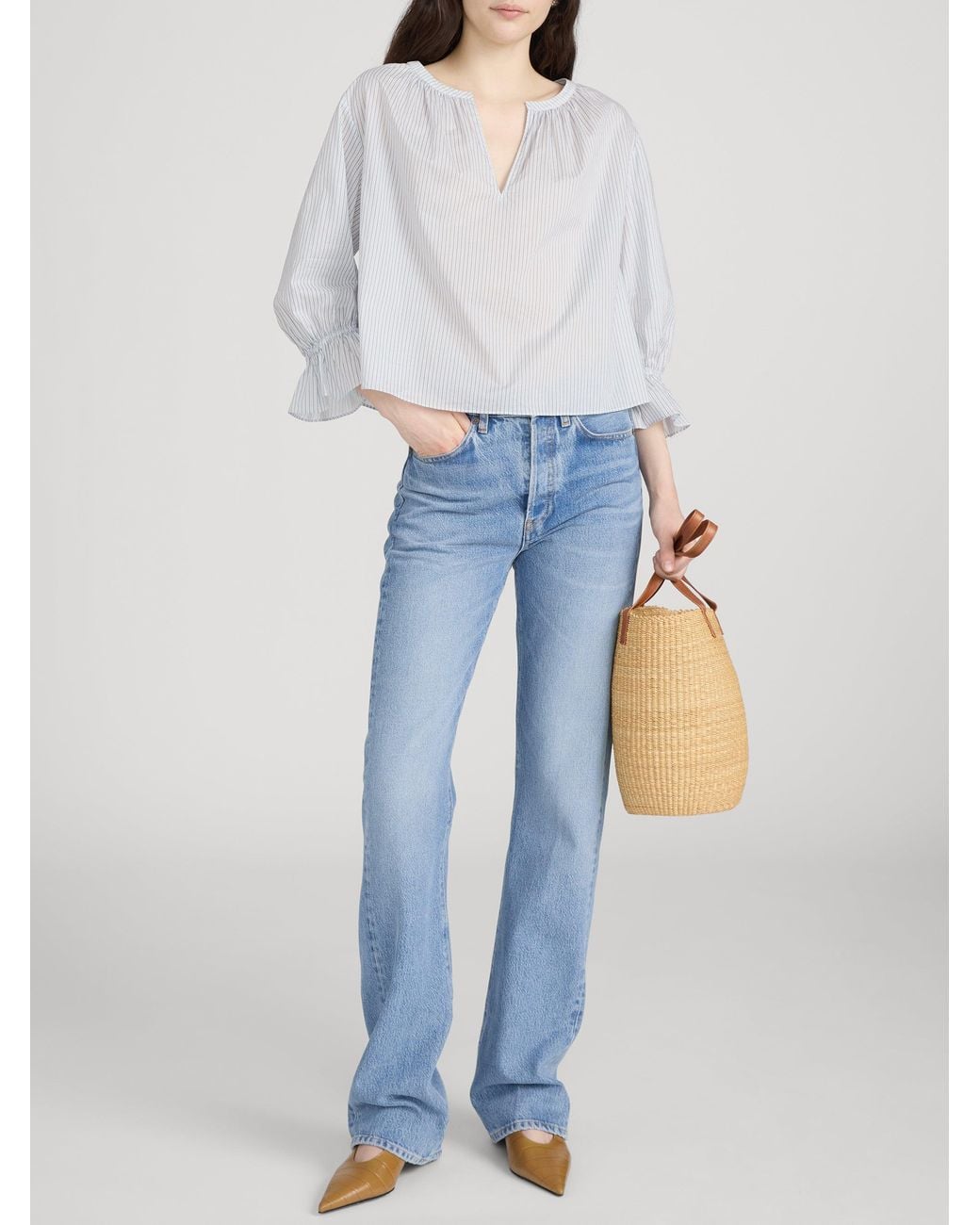 FRAME White The Poet Blouse