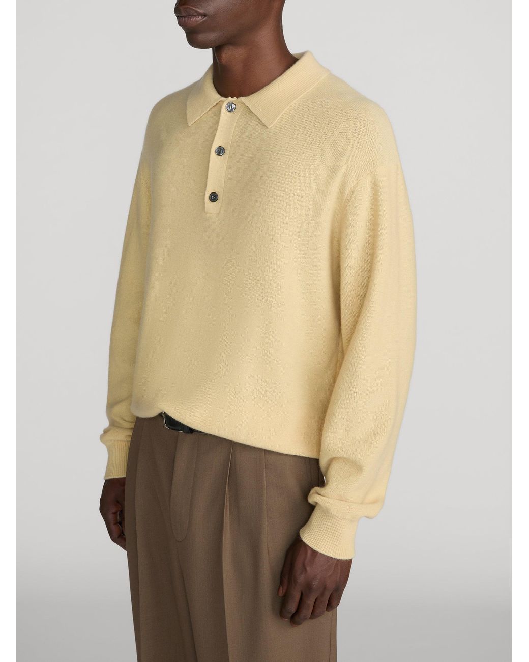 FRAME Natural Boiled Wool Polo Sweater for men