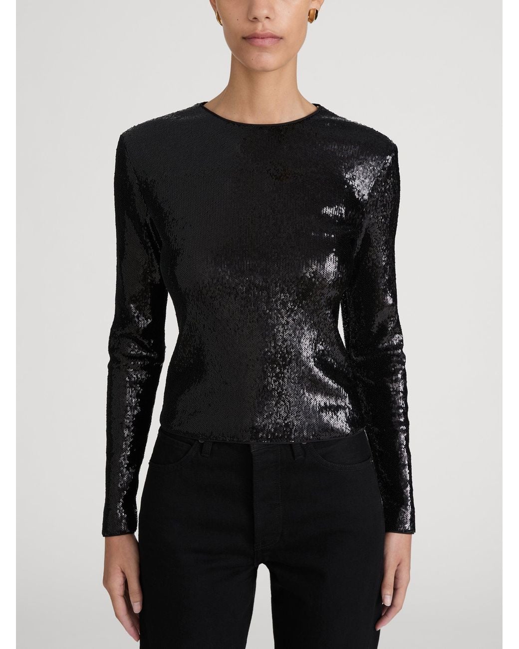 FRAME Black The Micro Sequin Top