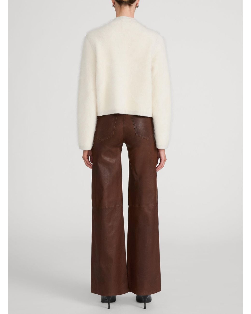 FRAME Brown Le Slim Palazzo Leather