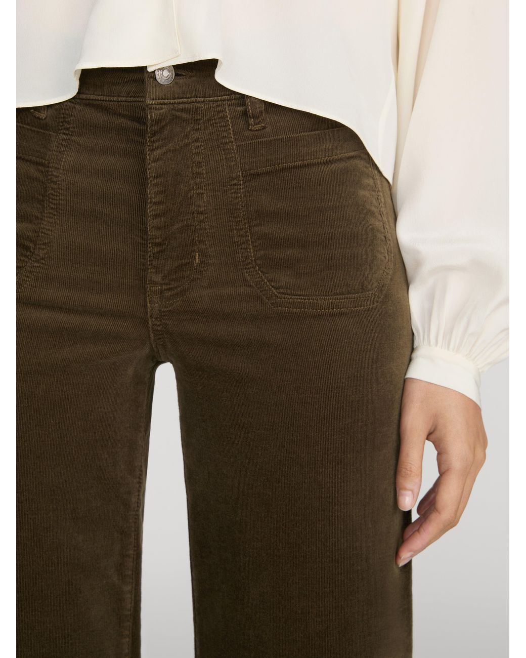 FRAME Brown Le Slim Palazzo Modernist Pocket Corduroy