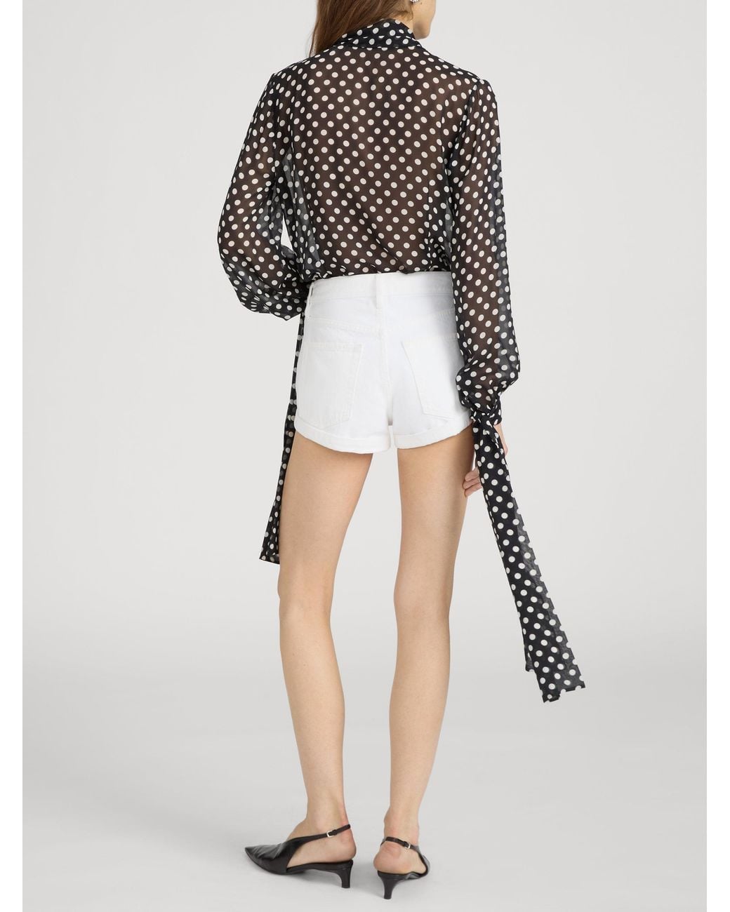 FRAME Black The Nouvelle Polka Dot Blouse