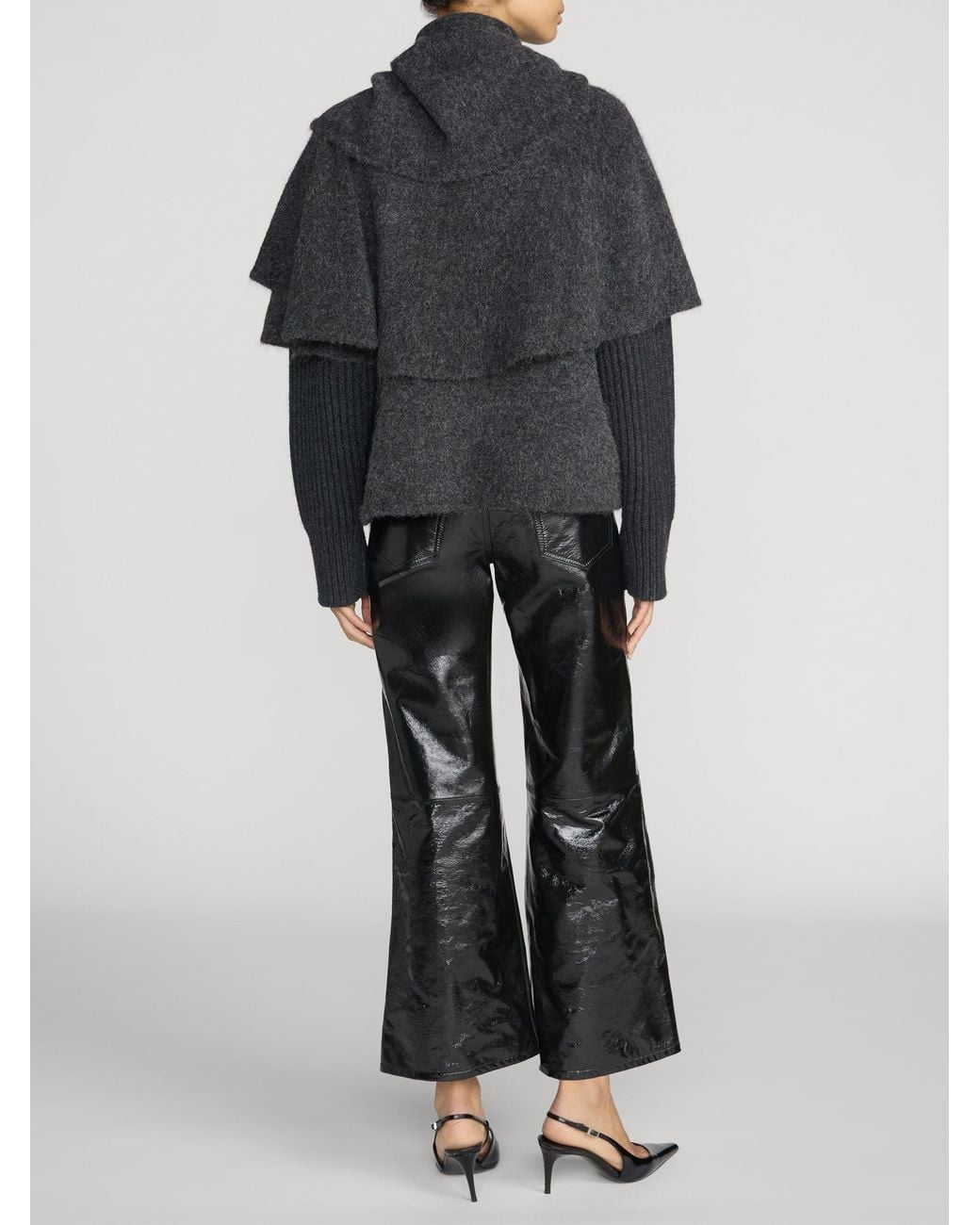 FRAME Black The Wrap Cape Coat