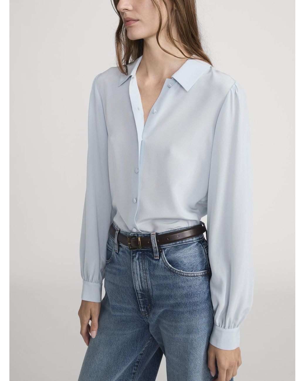 FRAME Blue The Silk Staple Blouse