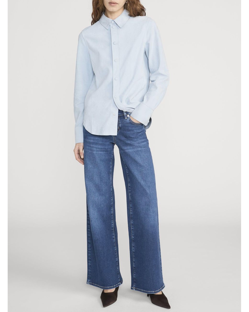 FRAME Blue Low Rise Le Slim Palazzo