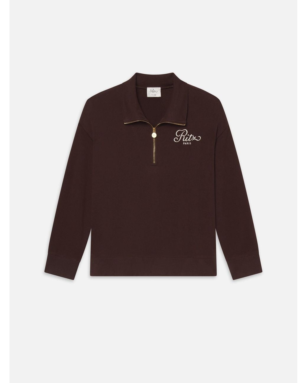 FRAME Brown Ritz Half Zip Polo