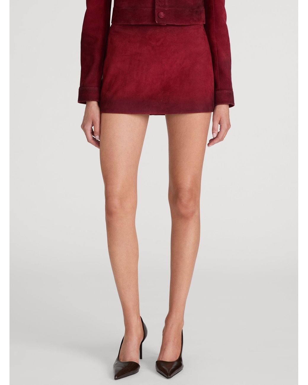 FRAME Red The Suede Mini Skirt
