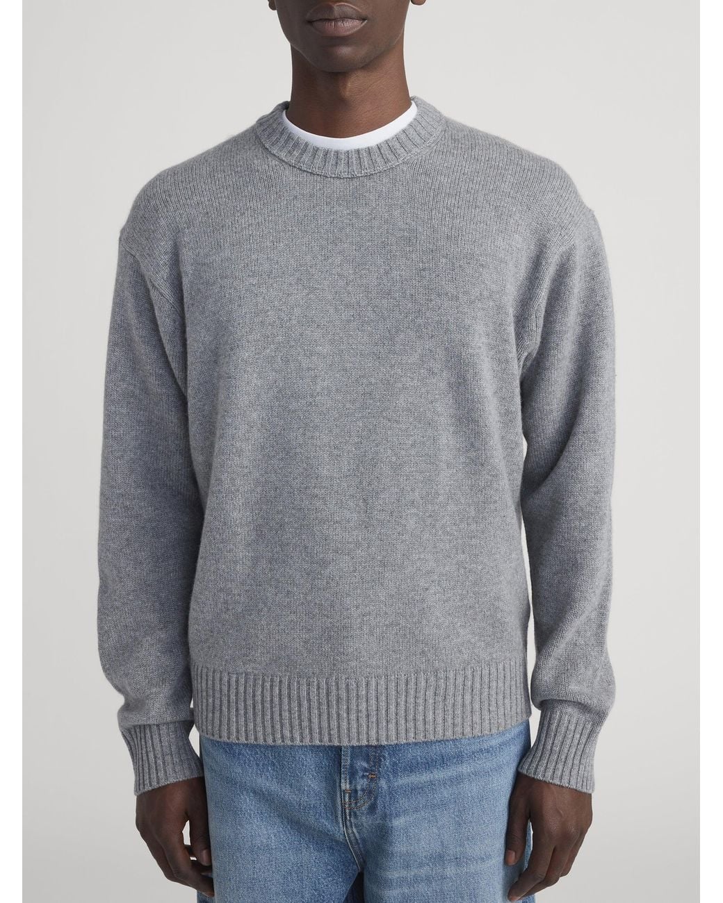 FRAME Gray Cashmere Crewneck Sweater for men