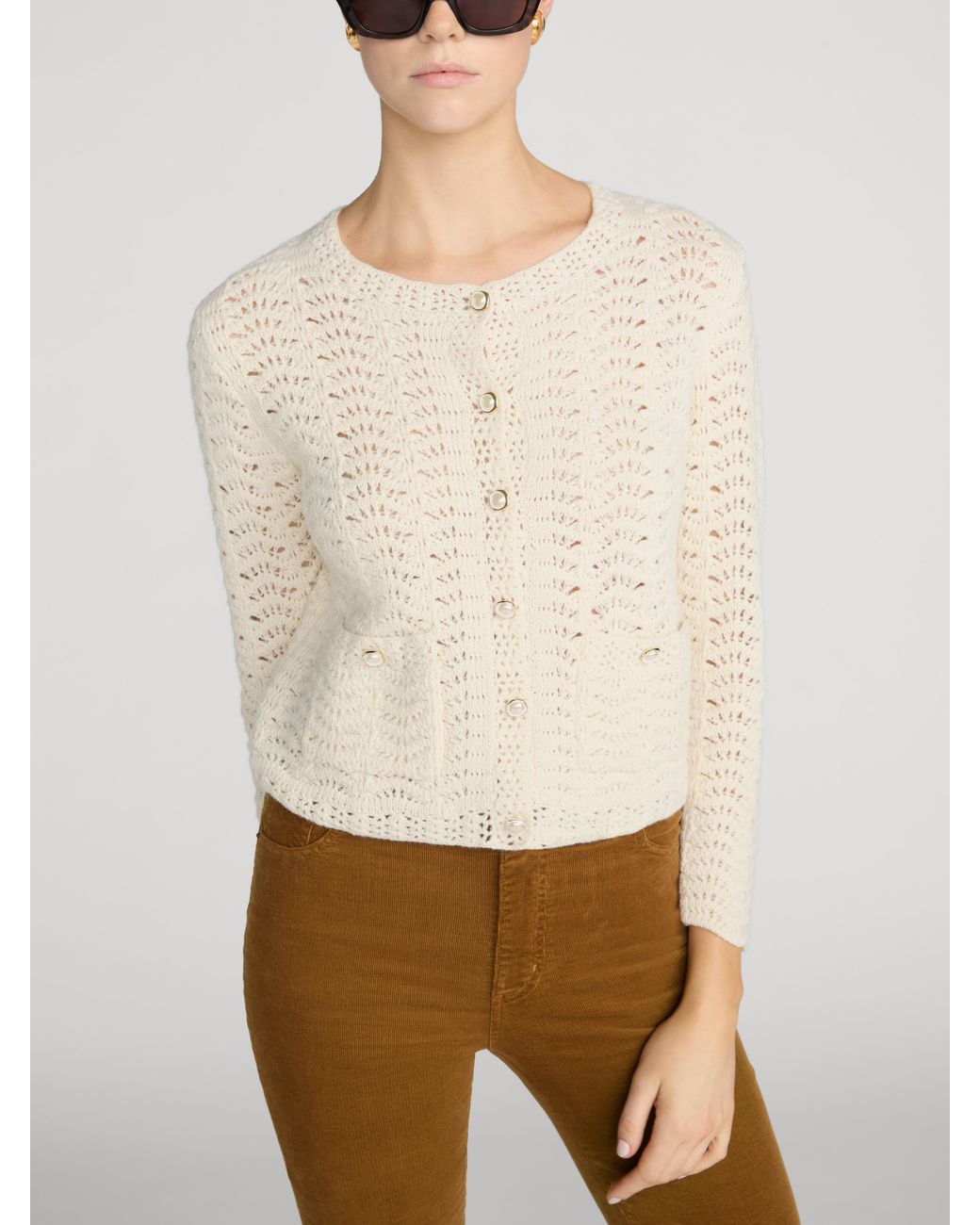 FRAME White The Chevron Knit Cardi
