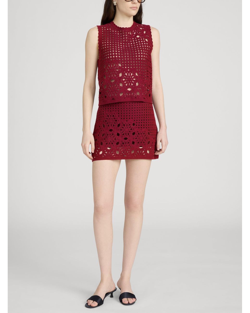 FRAME Red The Postcard Skirt