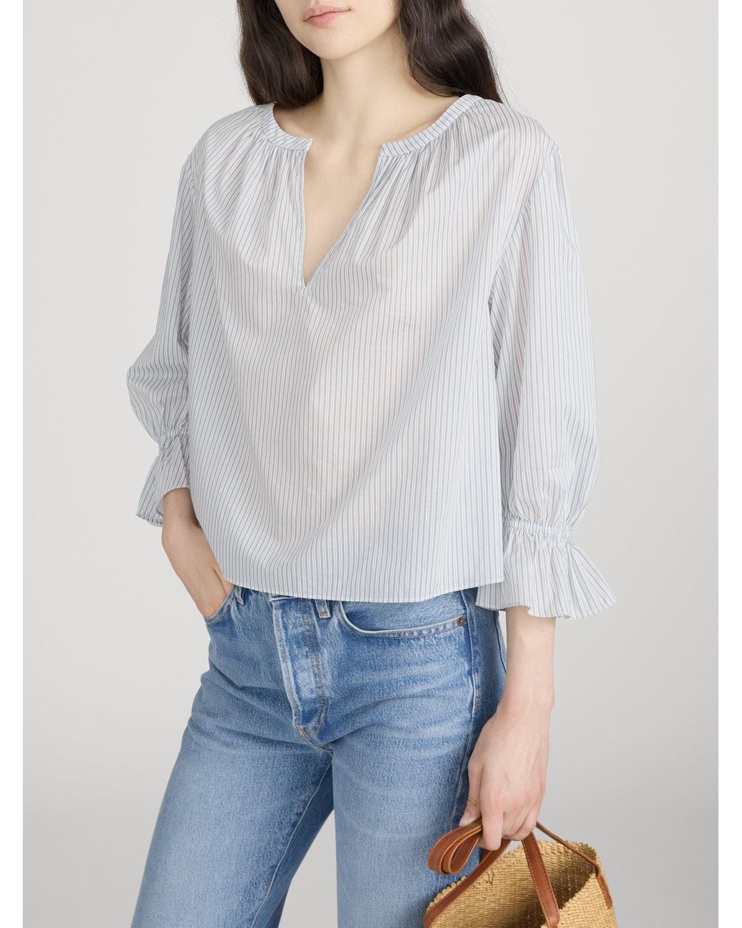 FRAME White The Poet Blouse