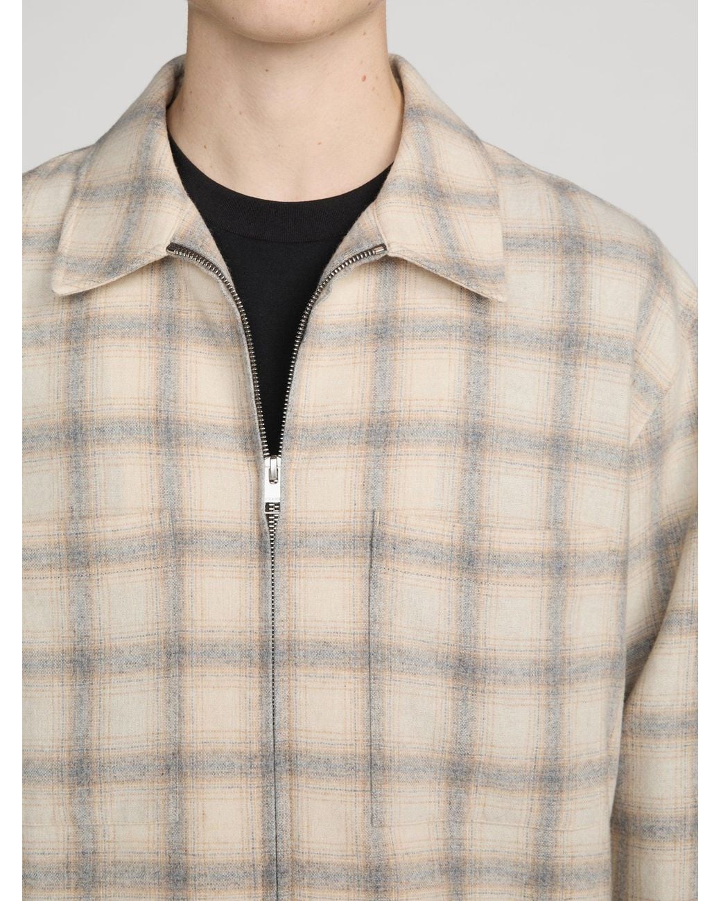 FRAME Natural Plaid Zip Overshirt for men