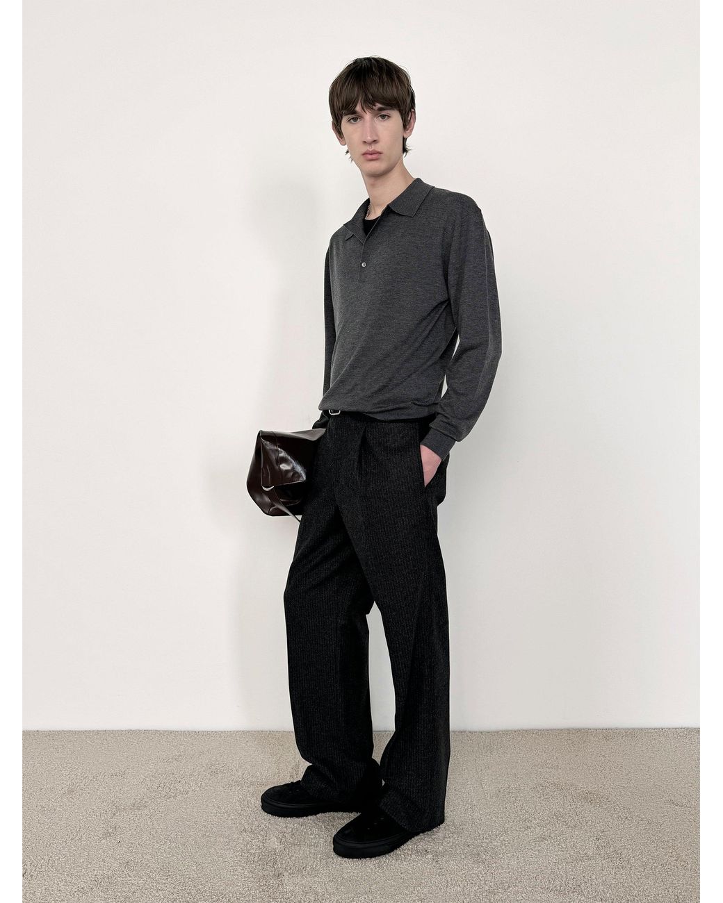 FRAME Blue Superfine Polo Sweater for men
