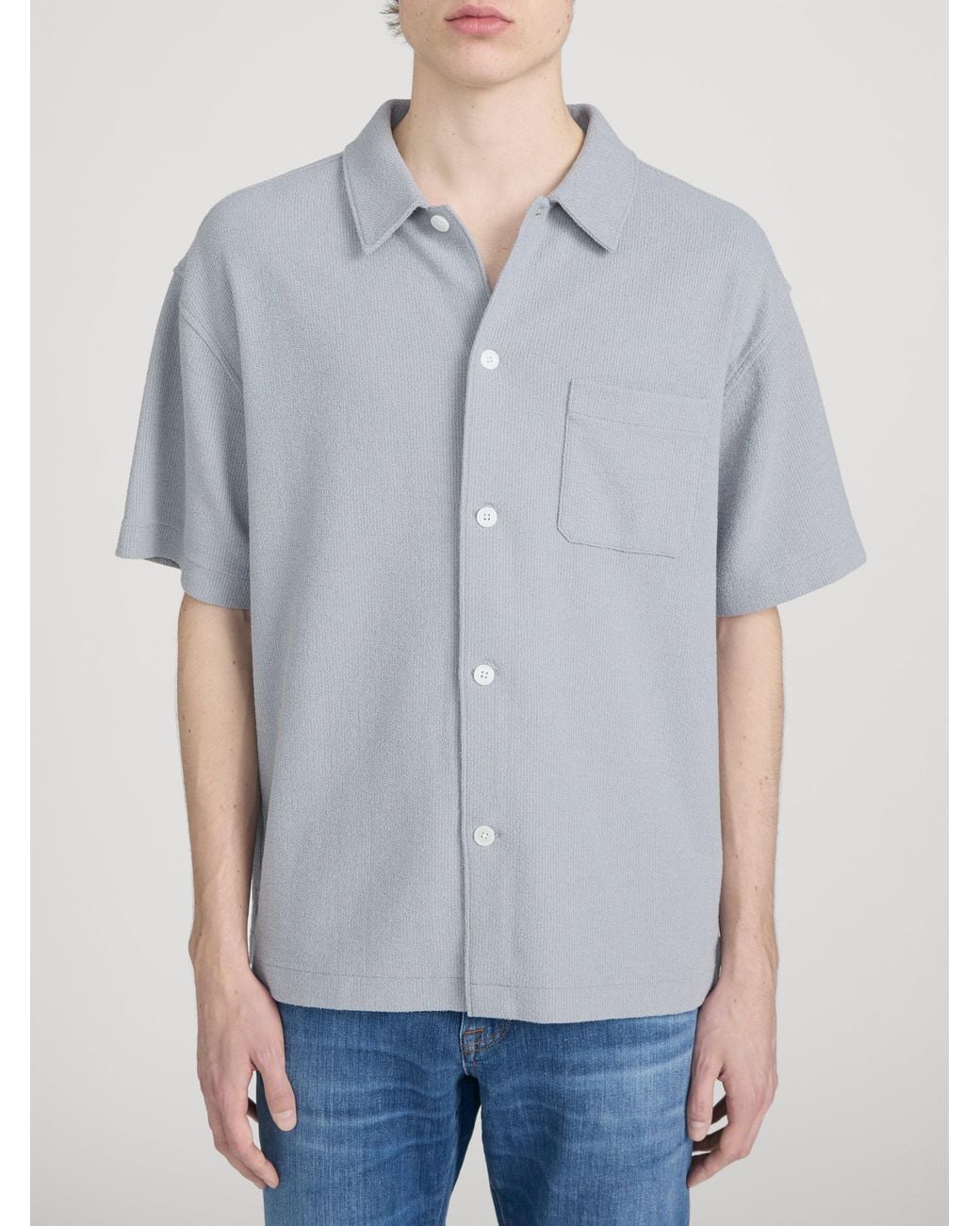 FRAME Gray Textured Button Down Shirt for men