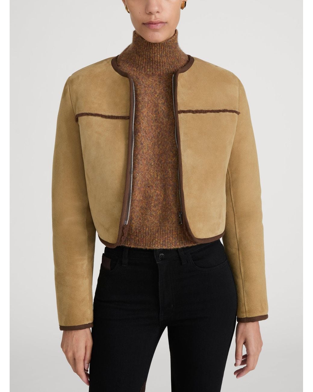 FRAME Natural The Equestrian Shearling Jacket