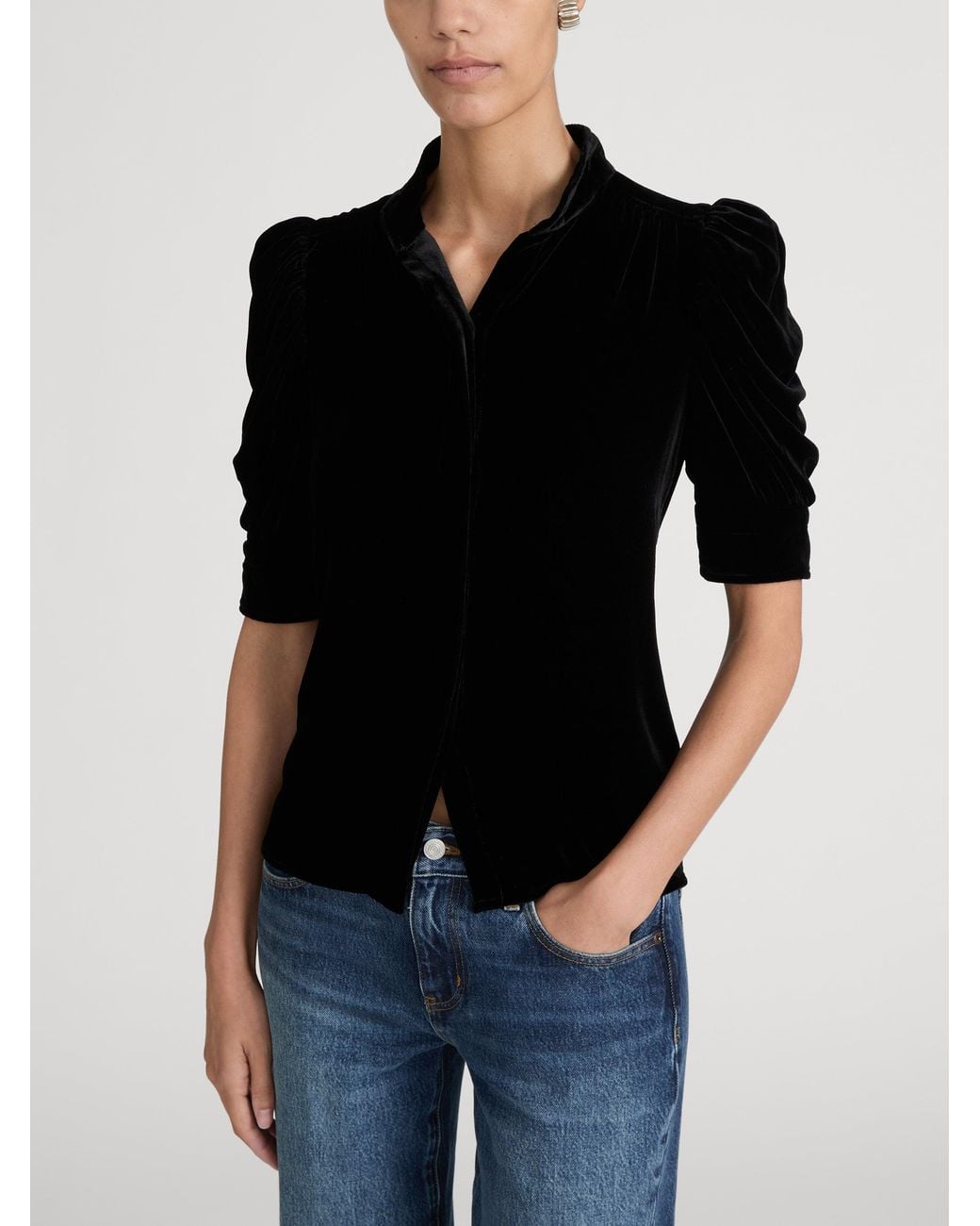 FRAME Black The Velvet Gillian Top