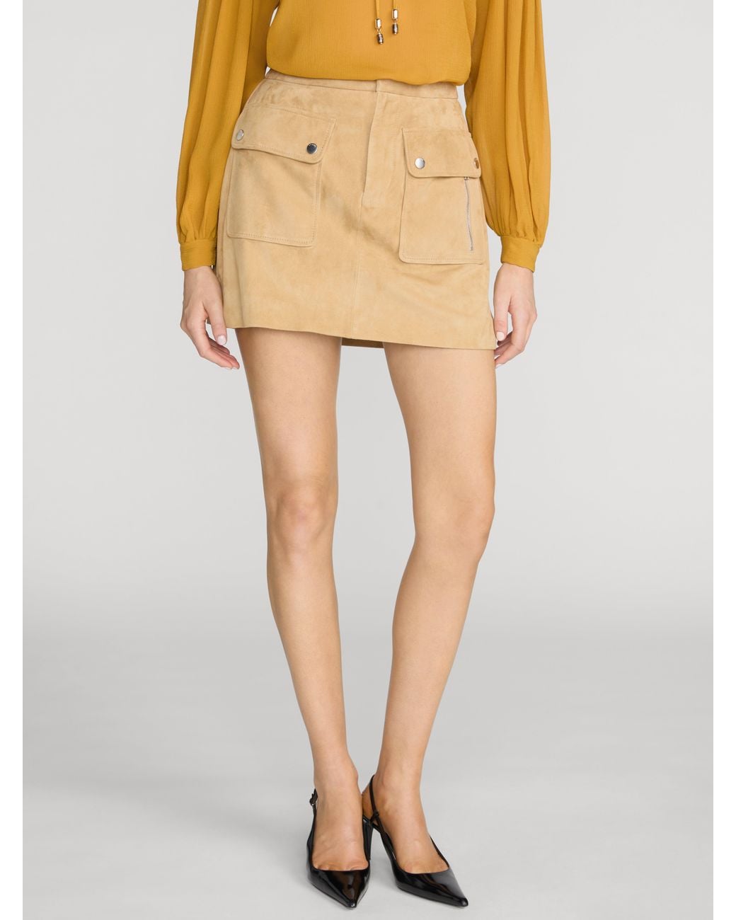FRAME Natural The Suede Safari Skirt