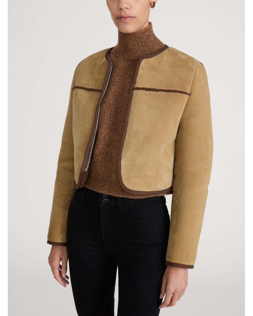 FRAME Natural The Equestrian Shearling Jacket
