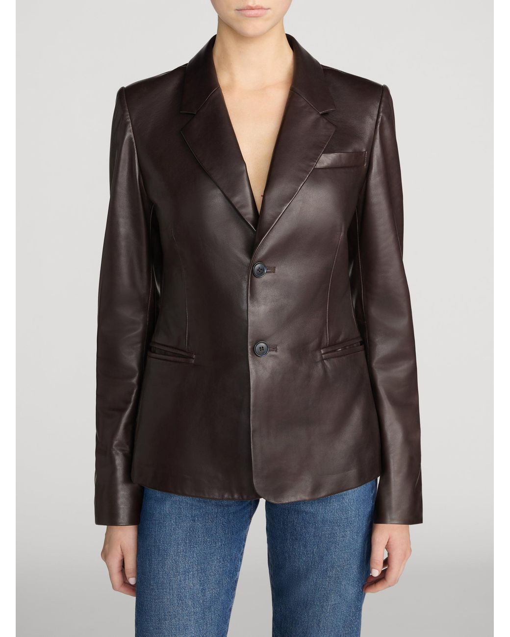 FRAME Black The Femme Leather Blazer