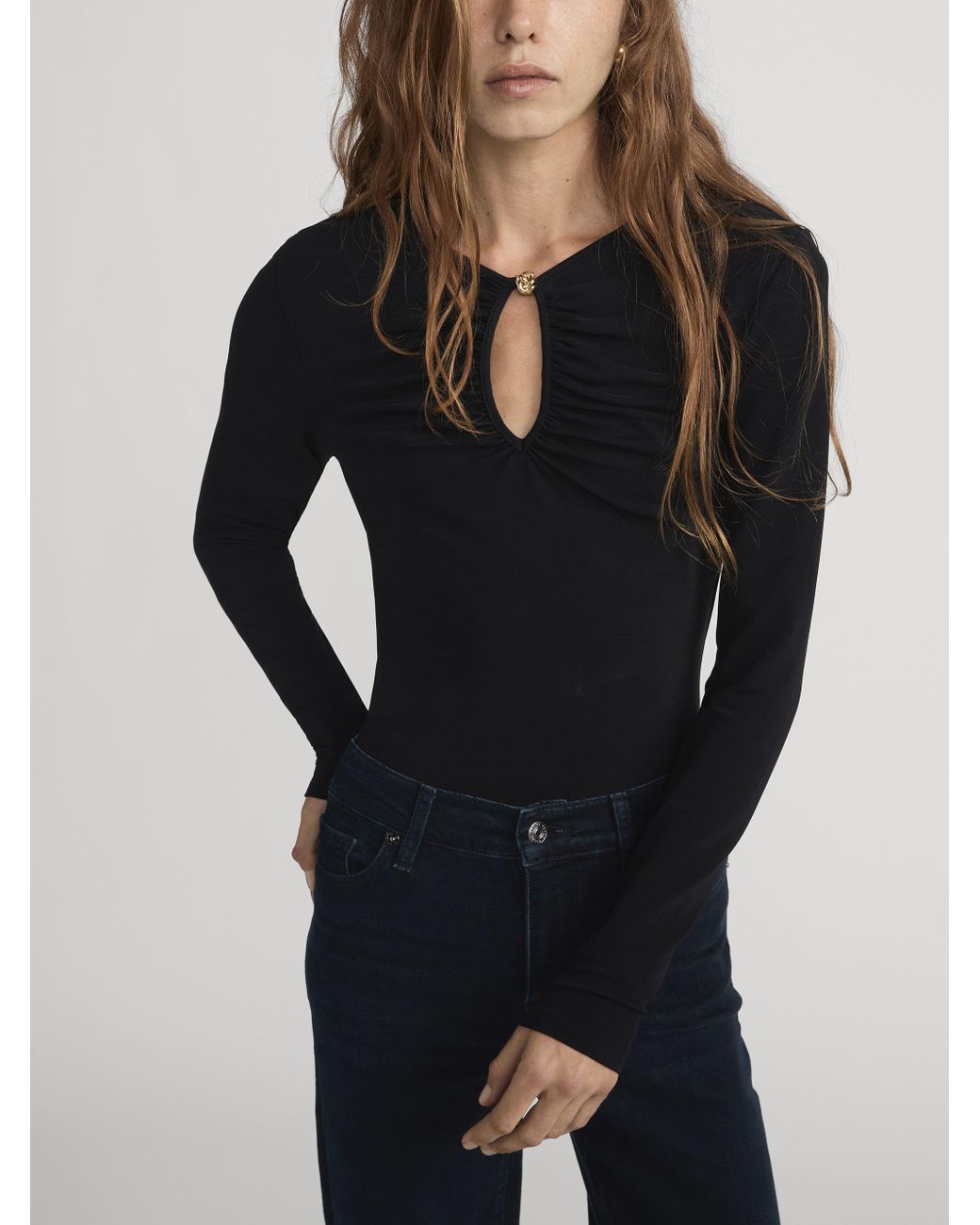 FRAME Blue The Keyhole Top