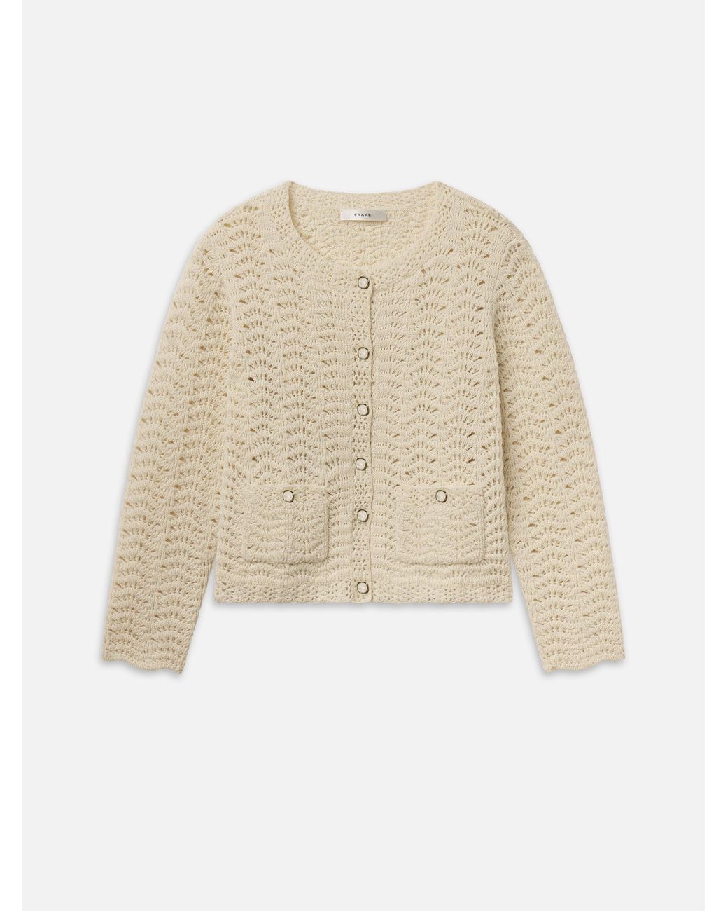 FRAME White The Chevron Knit Cardi
