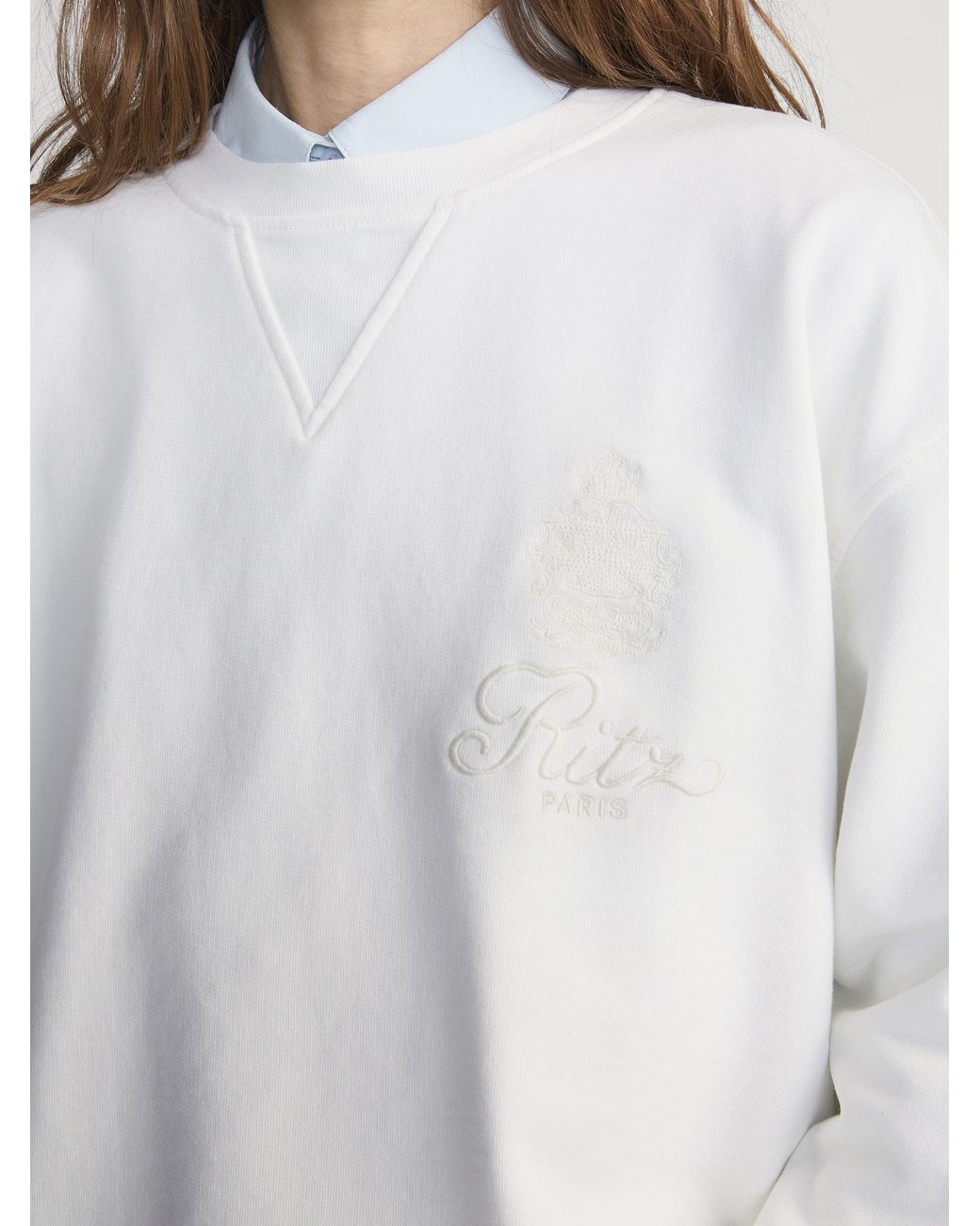 FRAME White Ritz Tonal Logo Crewneck