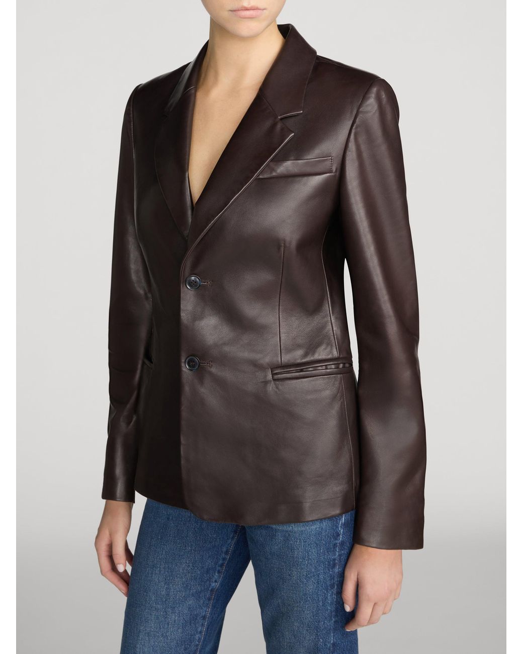 FRAME Black The Femme Leather Blazer