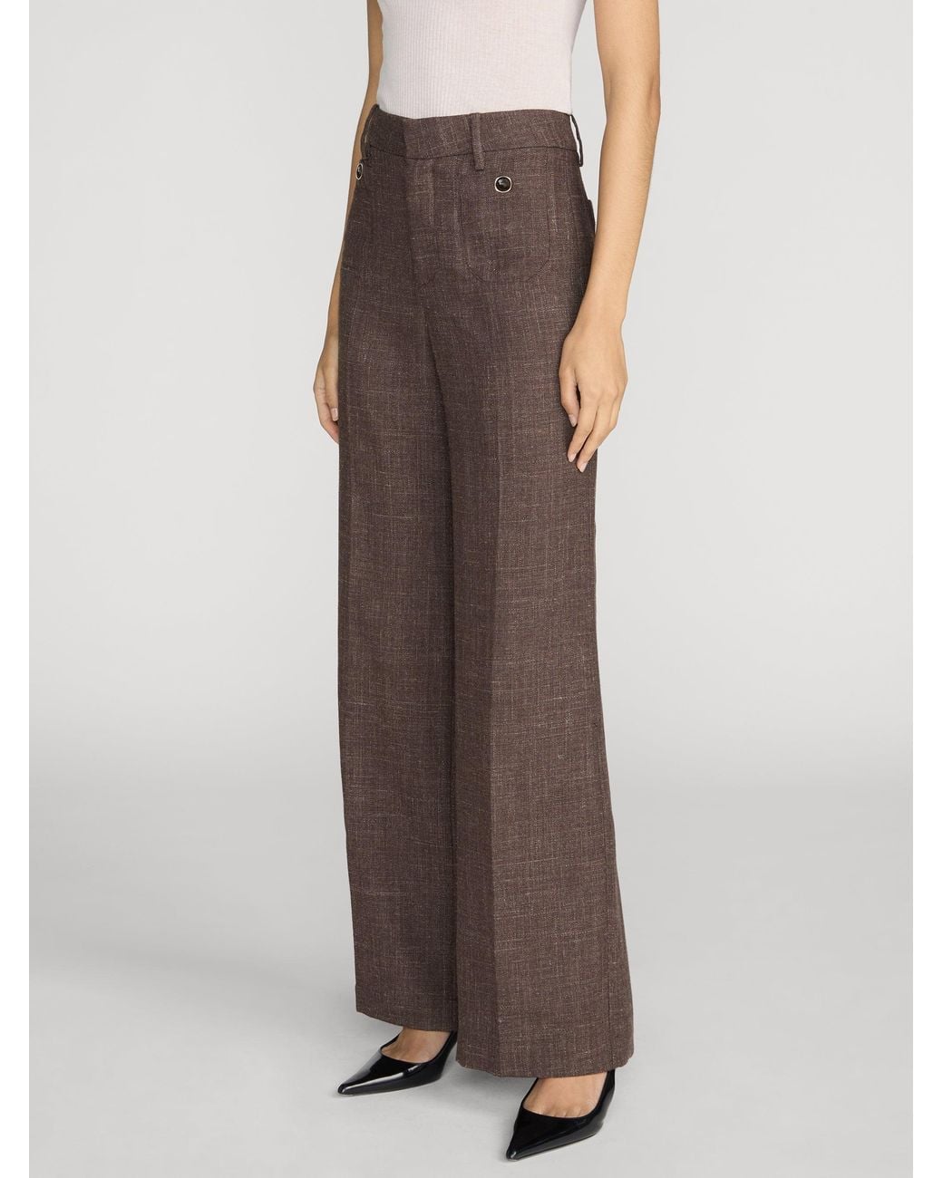 FRAME Brown The Slim Palazzo Trouser Modernist Pocket