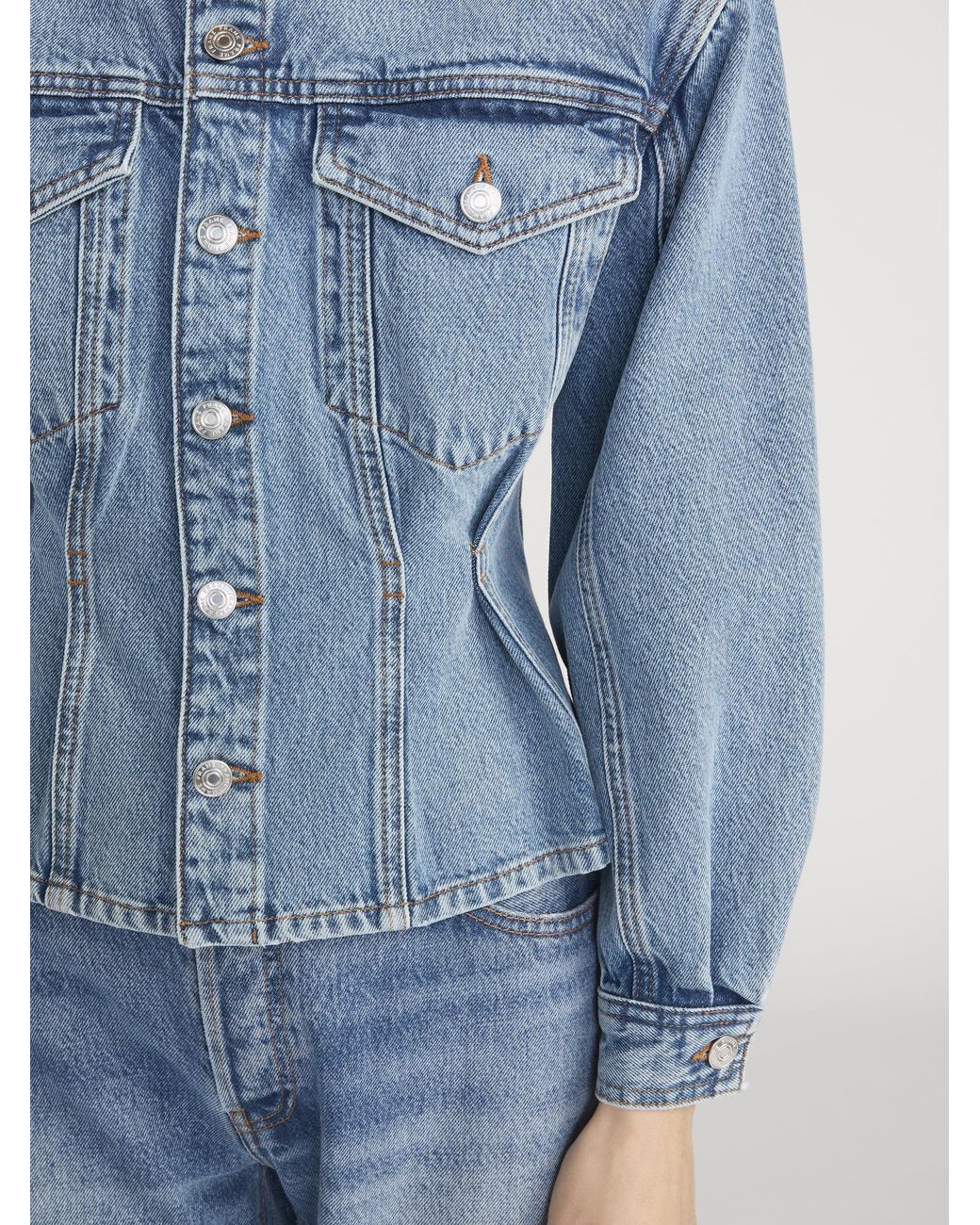 FRAME Blue The Nipped Collarless Jacket