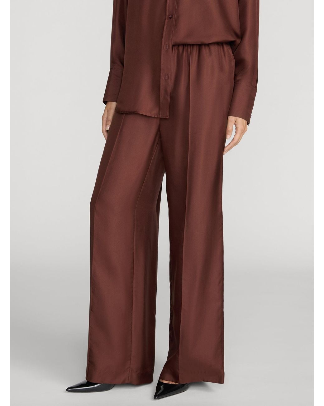 FRAME Brown The Pintuck Lounge Pant