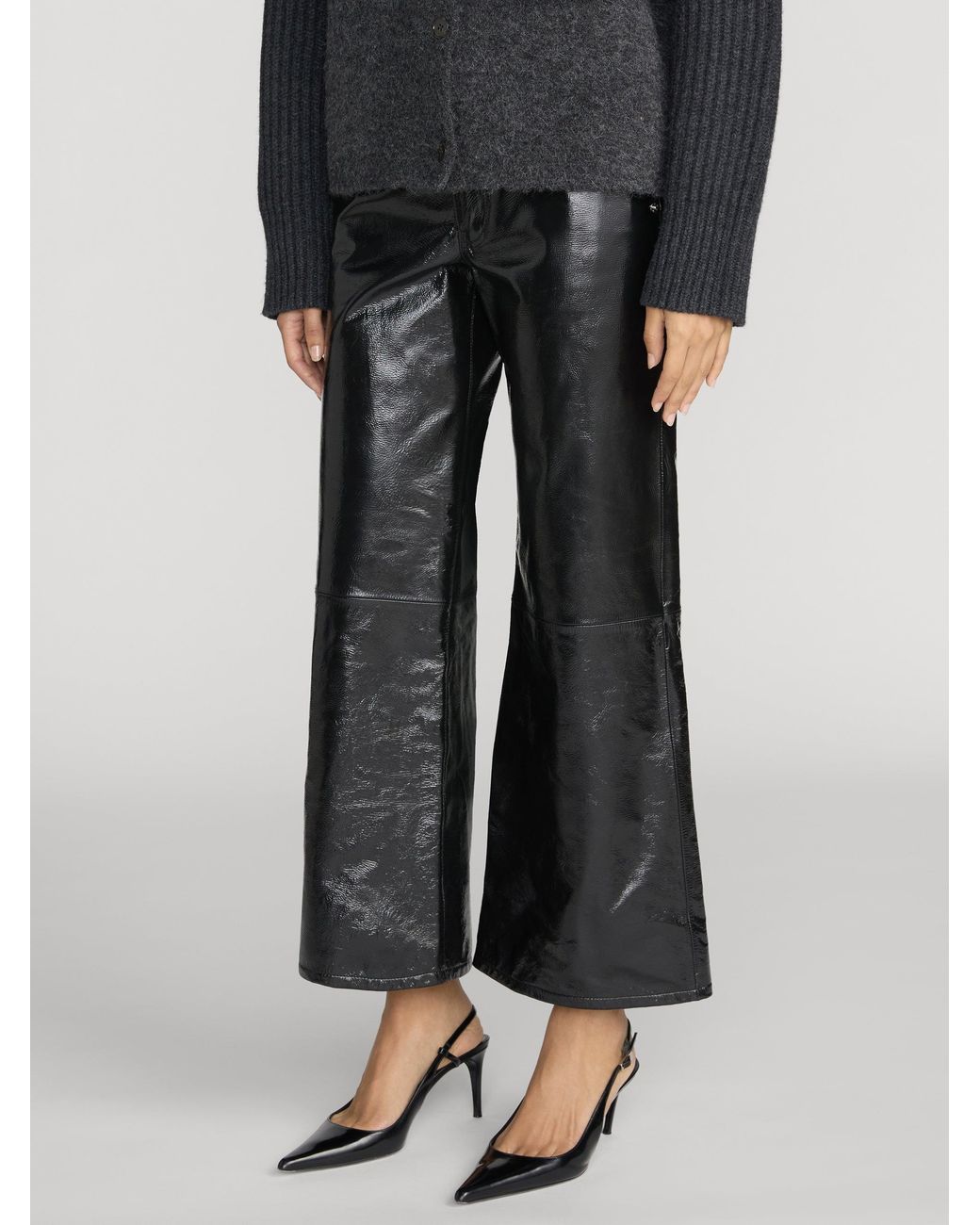 FRAME Black The Patent Leather Swing Trouser