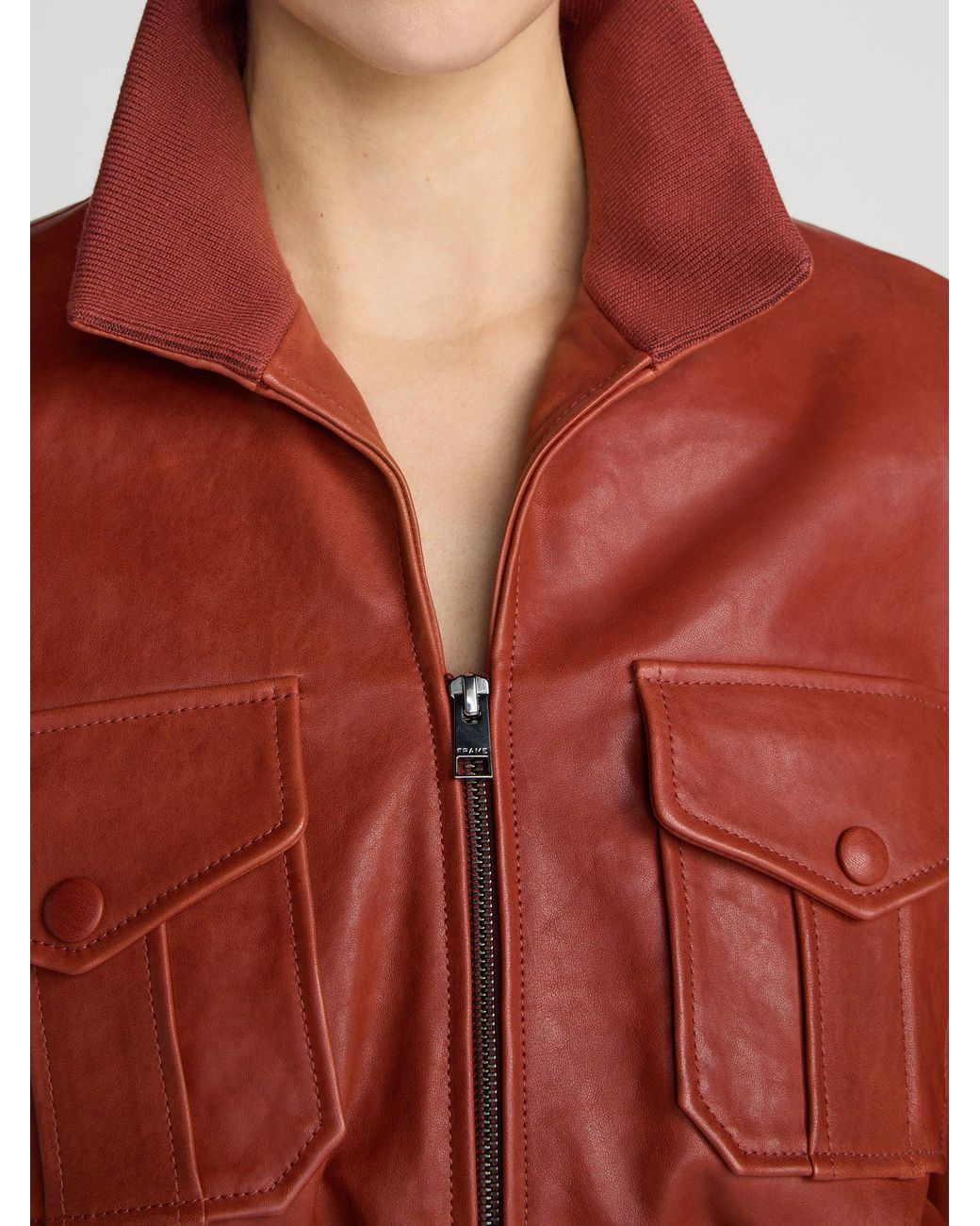 FRAME Red The Leather Ace Jacket