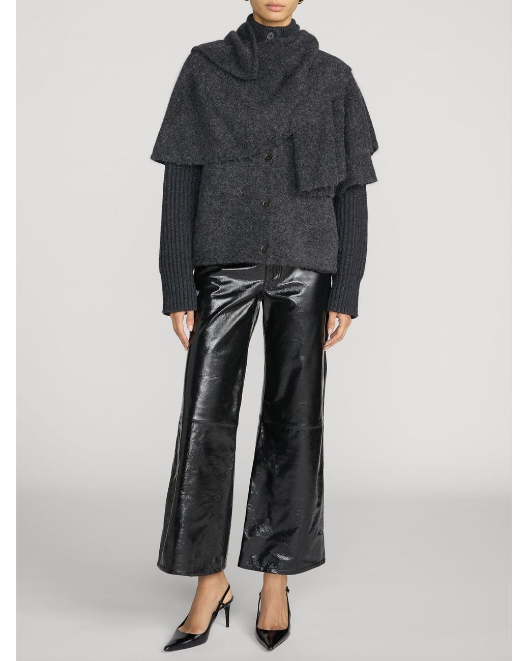 FRAME Black The Wrap Cape Coat