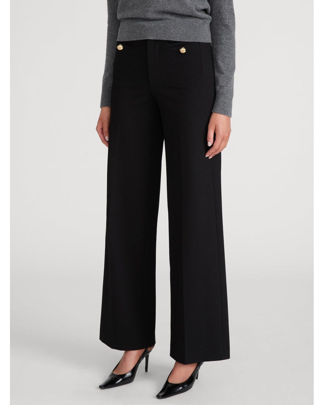 FRAME Black The Slim Palazzo Trouser