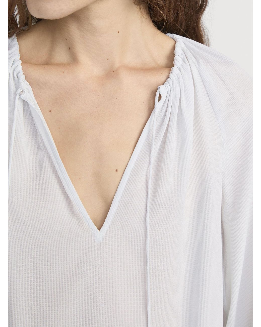 FRAME White The Silk Balloon Blouse