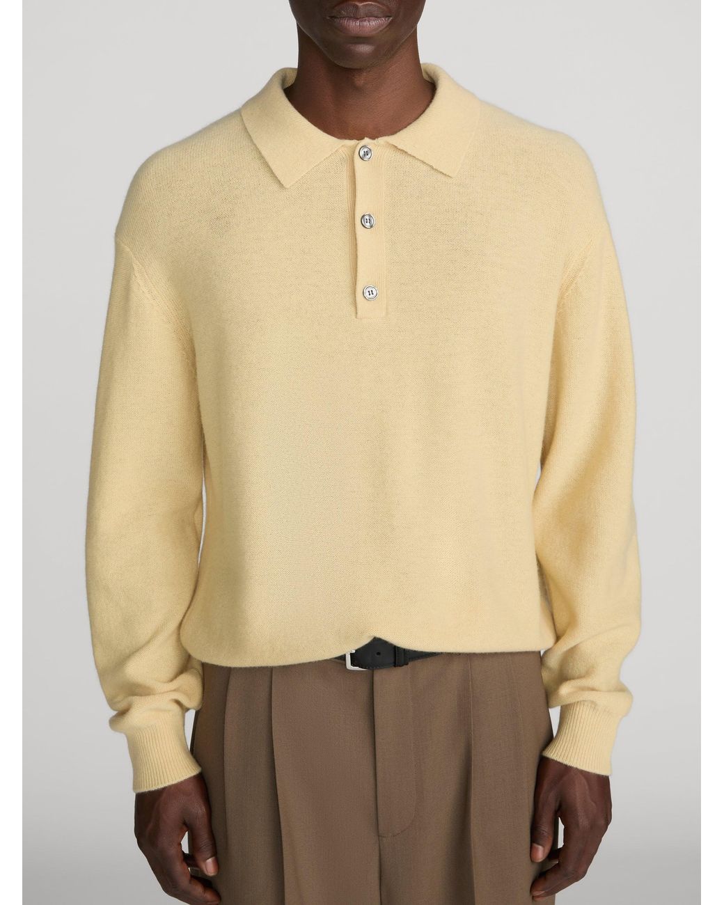 FRAME Natural Boiled Wool Polo Sweater for men