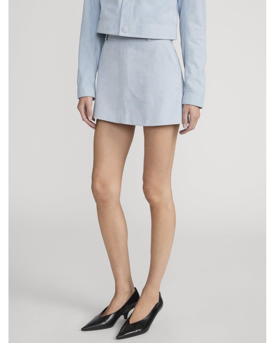 FRAME White The Suede Mini Skirt