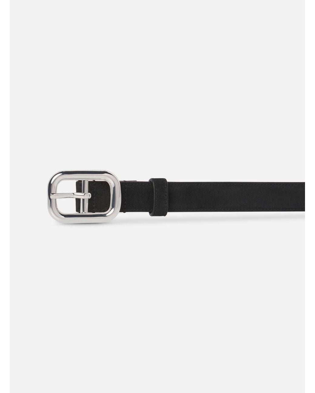 FRAME White The Suede Rounded Buckle Belt