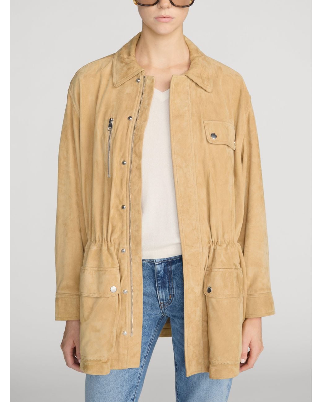 FRAME Natural The Suede Safari Jacket